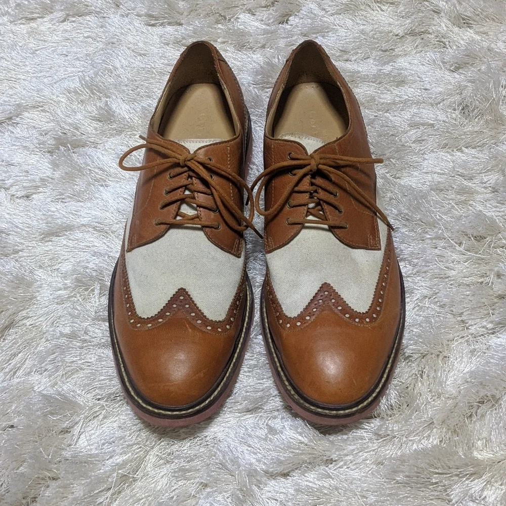 Cole Haan Tan Linen Wingtip Oxfords 12M - Picture 1 of 14